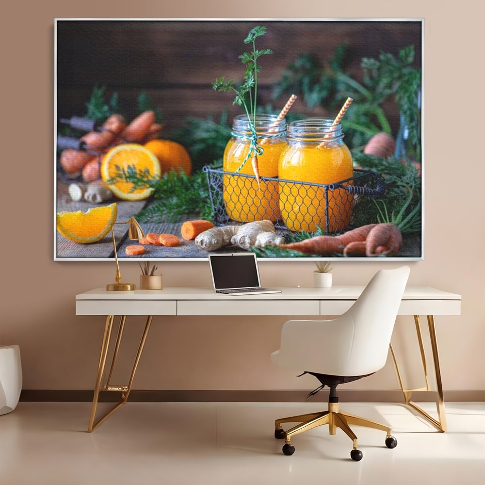 Tablou Canvas Premium, LuxCanva® N1021, Mix Perfect de Vitamine, Suc, Fructe, Legume, Portocale, Morcov, Fresh, Energie, Sanatate, Organic, Racoritor, Pub, Lounge, Bar, Restaurant, Bucatarie