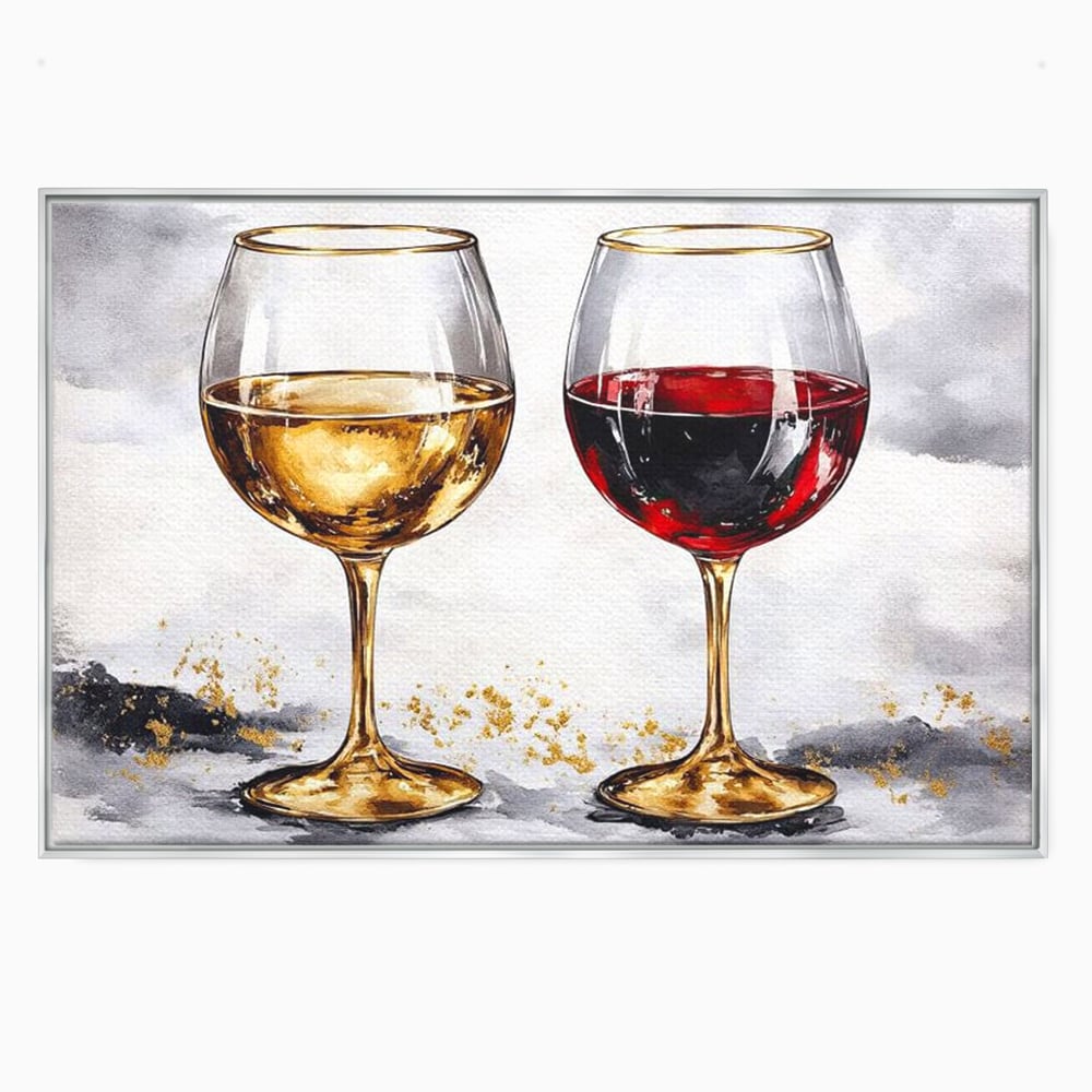 Tablou Canvas Premium, LuxCanva® N1022, Aur si Rubin, Vin Rosu, Bautura, Pahare, Auriu, Lux, Rafinament, Romantic, Modern, Pereche, Intalnire, Pub, Lounge, Bar, Restaurant, Bucatarie