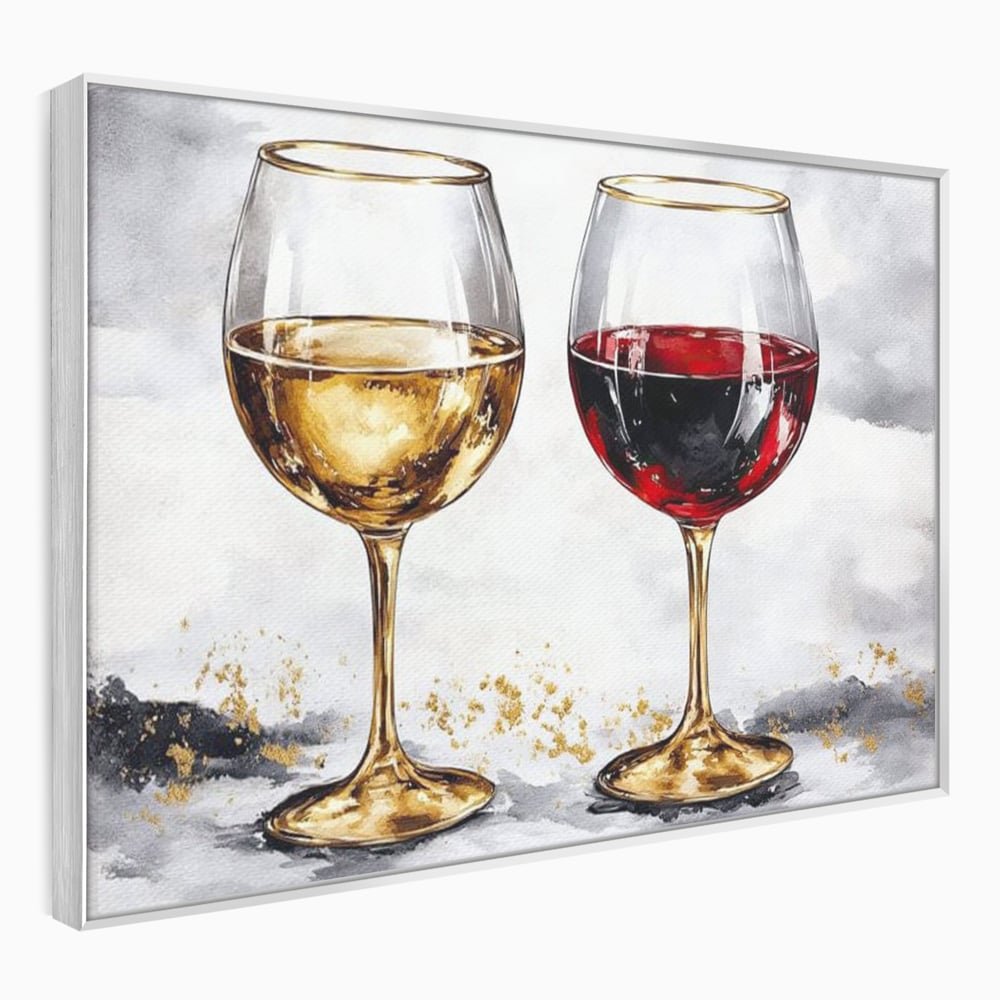 Tablou Canvas Premium, LuxCanva® N1022, Aur si Rubin, Vin Rosu, Bautura, Pahare, Auriu, Lux, Rafinament, Romantic, Modern, Pereche, Intalnire, Pub, Lounge, Bar, Restaurant, Bucatarie