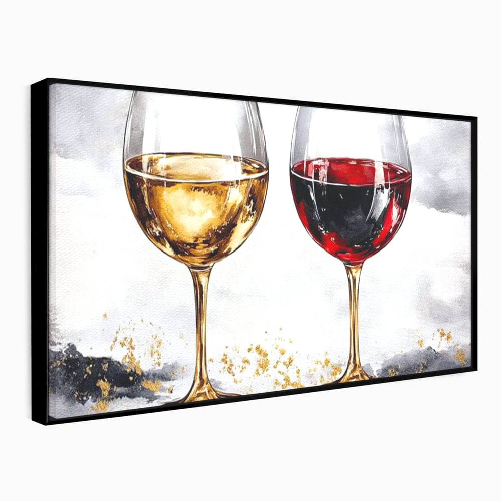 Tablou Canvas Premium, LuxCanva® N1022, Aur si Rubin, Vin Rosu, Bautura, Pahare, Auriu, Lux, Rafinament, Romantic, Modern, Pereche, Intalnire, Pub, Lounge, Bar, Restaurant, Bucatarie