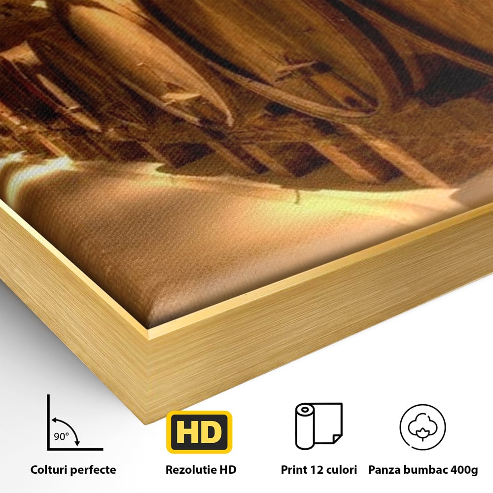 Leinwand Wandkunst Canvas Premium, LuxCanva® N1023, Verborgener Schatz, Keller, Fässer, Holz, Rustikal, Wein, Trinken, Tradition, Weinkeller, Alt, Verkostung, Kneipe, Lounge, Bar, Restaurant, Küche