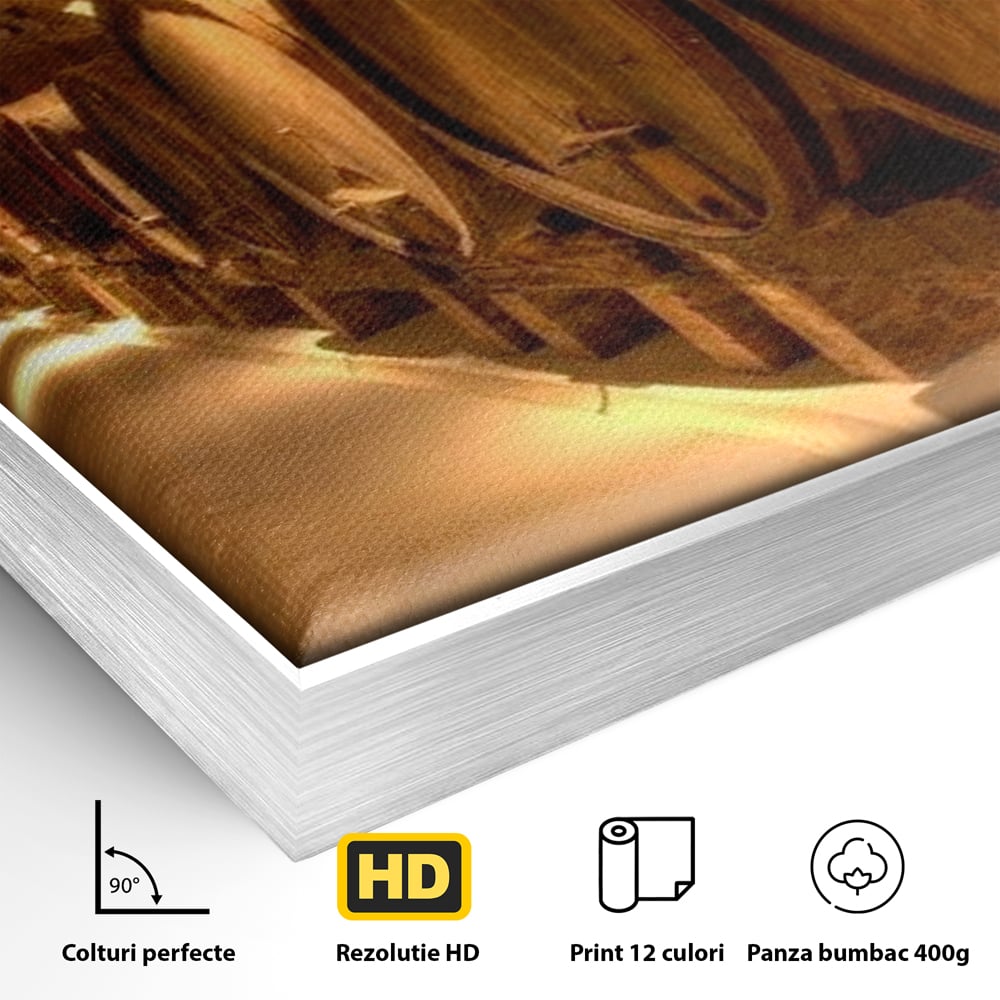 Leinwand Wandkunst Canvas Premium, LuxCanva® N1023, Verborgener Schatz, Keller, Fässer, Holz, Rustikal, Wein, Trinken, Tradition, Weinkeller, Alt, Verkostung, Kneipe, Lounge, Bar, Restaurant, Küche