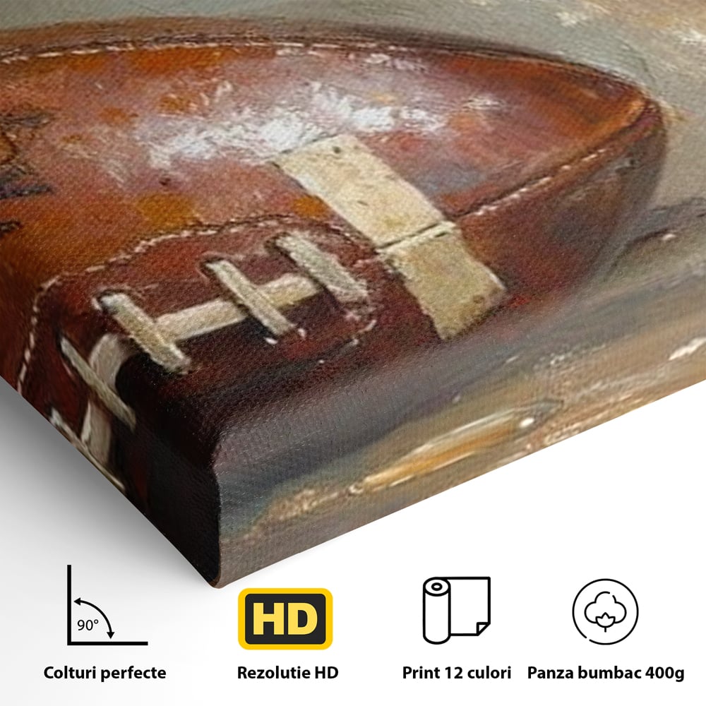 Leinwand Premium Canvas Wandkunst, LuxCanva® N1024, Getränk der Champions, Fußball, Amerikanisch, Ball, Bier, Glas, Schaum, Sport, Spiel, Entspannung, Entspannung, Sieg, Rustikal, Kneipe, Bar, Restaurant, Küche