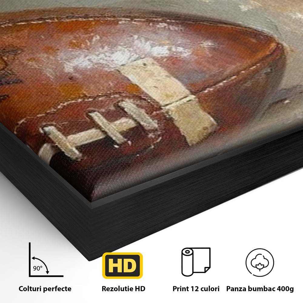 Leinwand Premium Canvas Wandkunst, LuxCanva® N1024, Getränk der Champions, Fußball, Amerikanisch, Ball, Bier, Glas, Schaum, Sport, Spiel, Entspannung, Entspannung, Sieg, Rustikal, Kneipe, Bar, Restaurant, Küche