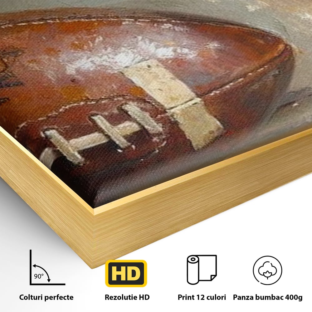 Leinwand Premium Canvas Wandkunst, LuxCanva® N1024, Getränk der Champions, Fußball, Amerikanisch, Ball, Bier, Glas, Schaum, Sport, Spiel, Entspannung, Entspannung, Sieg, Rustikal, Kneipe, Bar, Restaurant, Küche