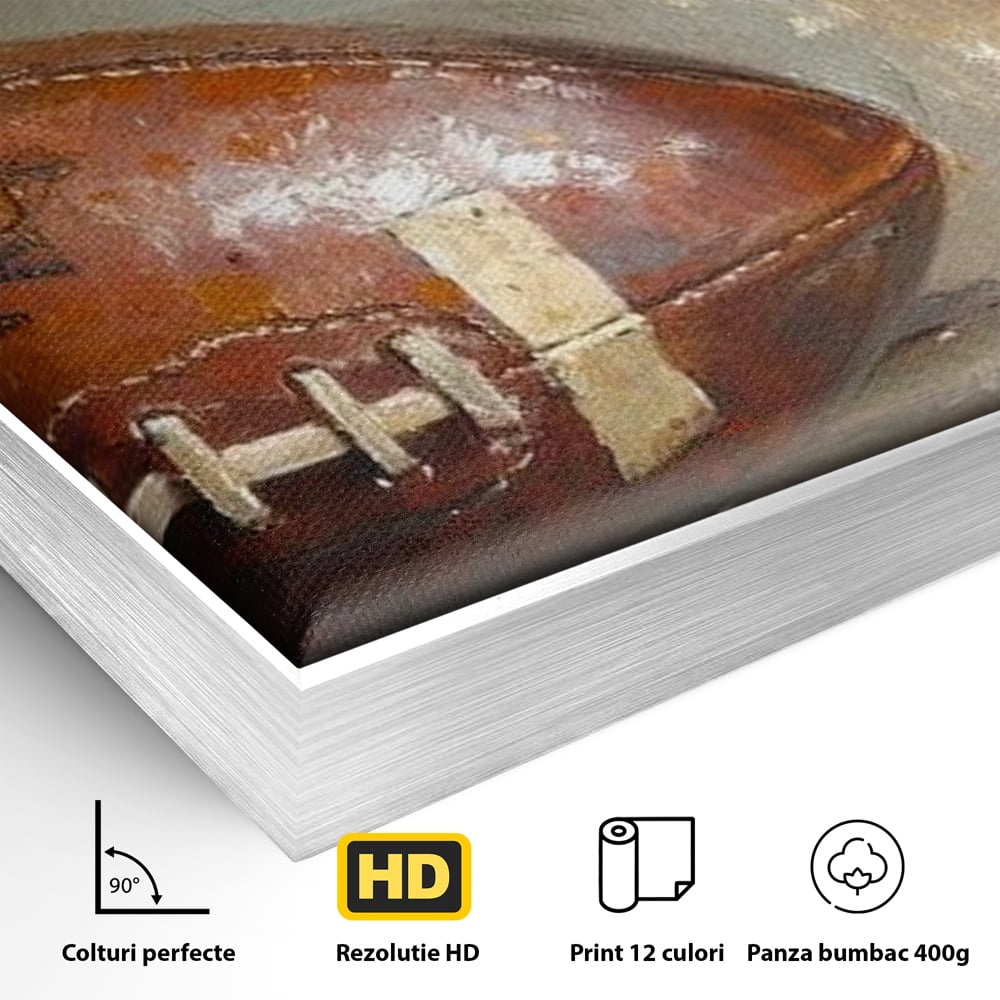 Leinwand Premium Canvas Wandkunst, LuxCanva® N1024, Getränk der Champions, Fußball, Amerikanisch, Ball, Bier, Glas, Schaum, Sport, Spiel, Entspannung, Entspannung, Sieg, Rustikal, Kneipe, Bar, Restaurant, Küche