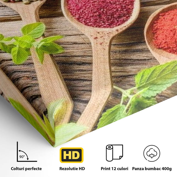 Tablou Canvas Premium, LuxCanva® N1025, Esente Orientale, Condimente, Plante Aromatice, Mirodenii, Ingrediente, Natural, Gust, Aroma, Boabe, Gastronomie, Restaurant, Bucatarie