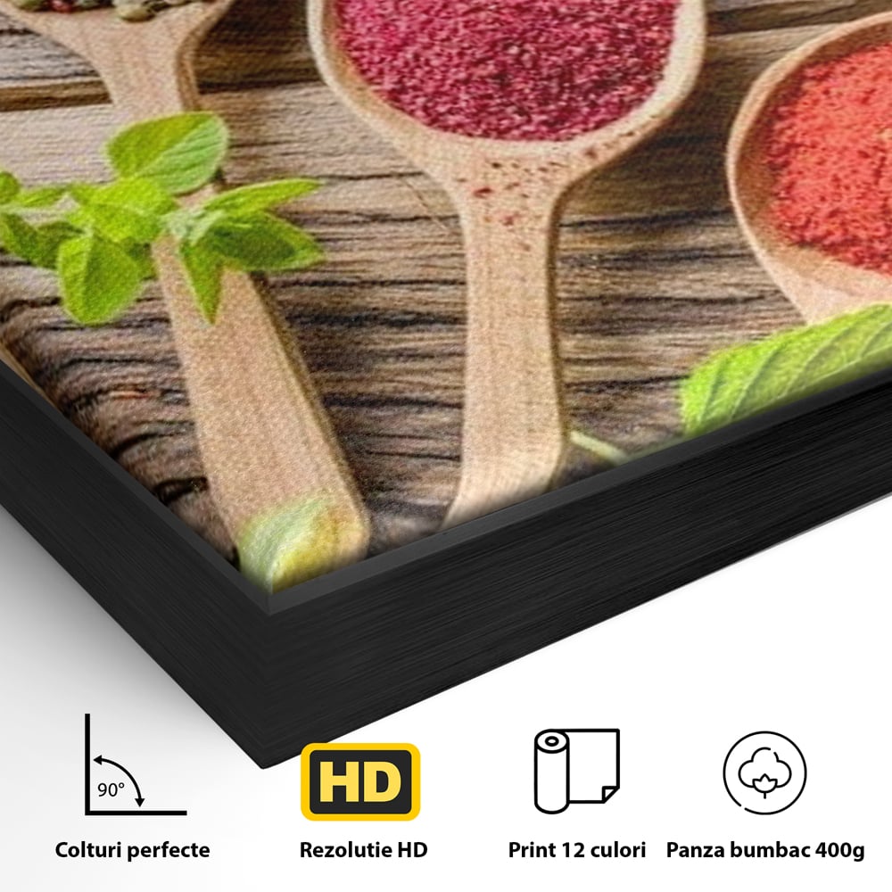 Tablou Canvas Premium, LuxCanva® N1025, Esente Orientale, Condimente, Plante Aromatice, Mirodenii, Ingrediente, Natural, Gust, Aroma, Boabe, Gastronomie, Restaurant, Bucatarie