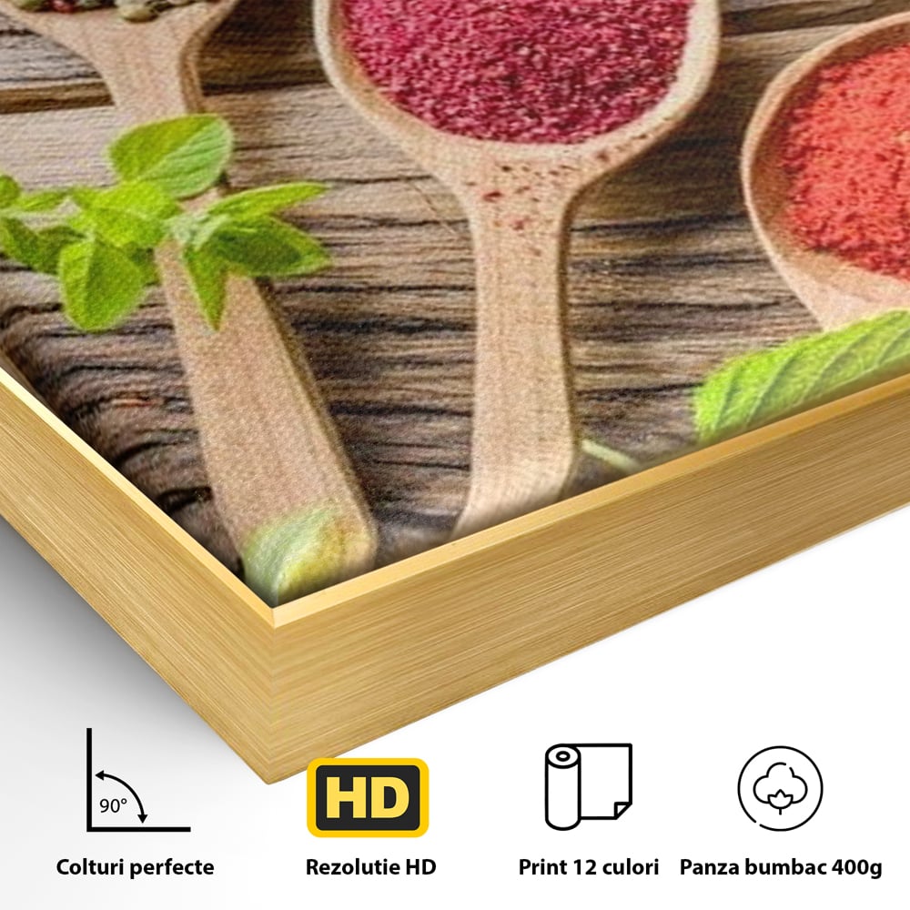 Tablou Canvas Premium, LuxCanva® N1025, Esente Orientale, Condimente, Plante Aromatice, Mirodenii, Ingrediente, Natural, Gust, Aroma, Boabe, Gastronomie, Restaurant, Bucatarie