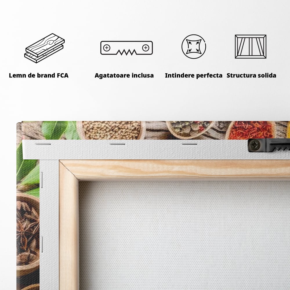 Tablou Canvas Premium, LuxCanva® N1025, Esente Orientale, Condimente, Plante Aromatice, Mirodenii, Ingrediente, Natural, Gust, Aroma, Boabe, Gastronomie, Restaurant, Bucatarie