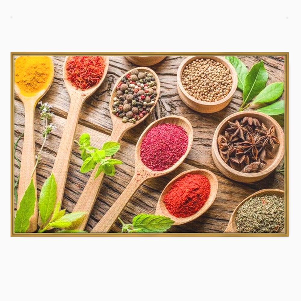 Tablou Canvas Premium, LuxCanva® N1025, Esente Orientale, Condimente, Plante Aromatice, Mirodenii, Ingrediente, Natural, Gust, Aroma, Boabe, Gastronomie, Restaurant, Bucatarie