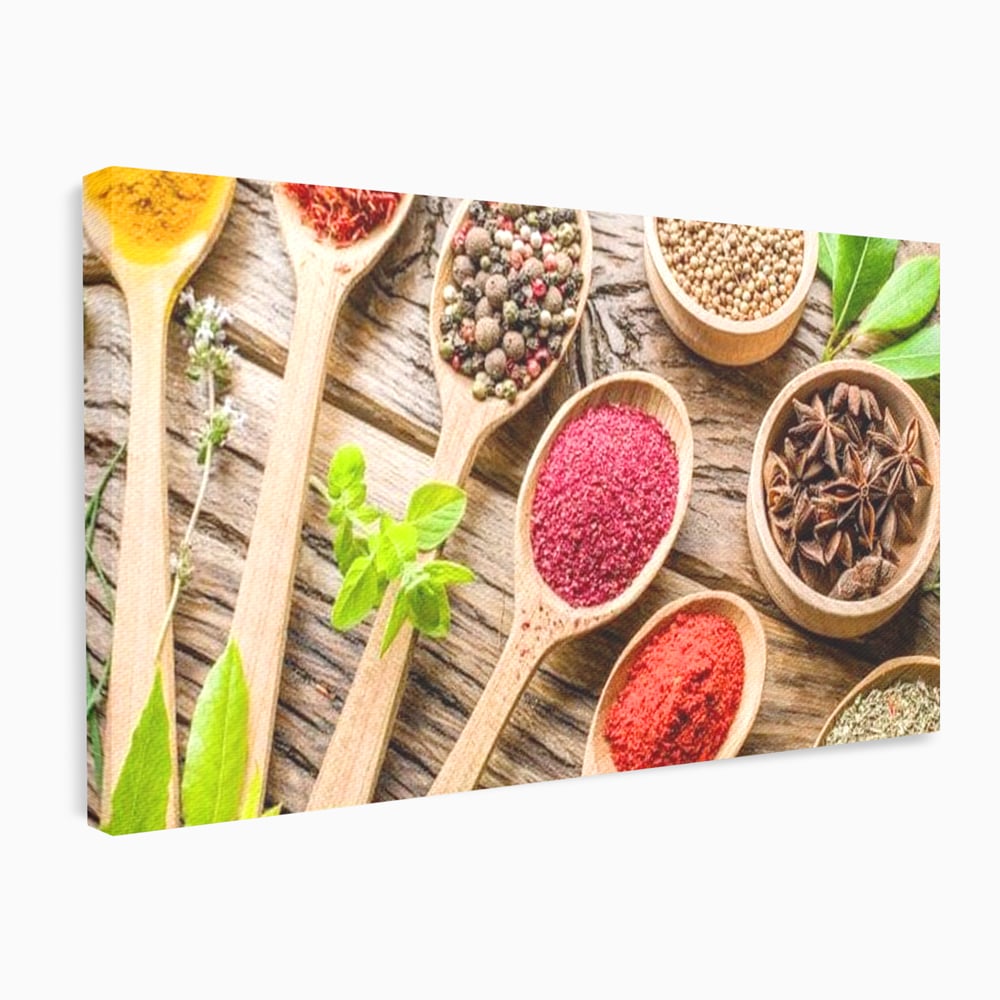 Tablou Canvas Premium, LuxCanva® N1025, Esente Orientale, Condimente, Plante Aromatice, Mirodenii, Ingrediente, Natural, Gust, Aroma, Boabe, Gastronomie, Restaurant, Bucatarie