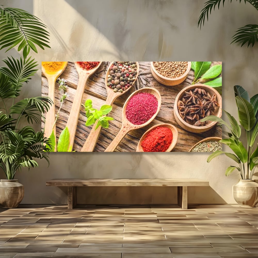 Tablou Canvas Premium, LuxCanva® N1025, Esente Orientale, Condimente, Plante Aromatice, Mirodenii, Ingrediente, Natural, Gust, Aroma, Boabe, Gastronomie, Restaurant, Bucatarie