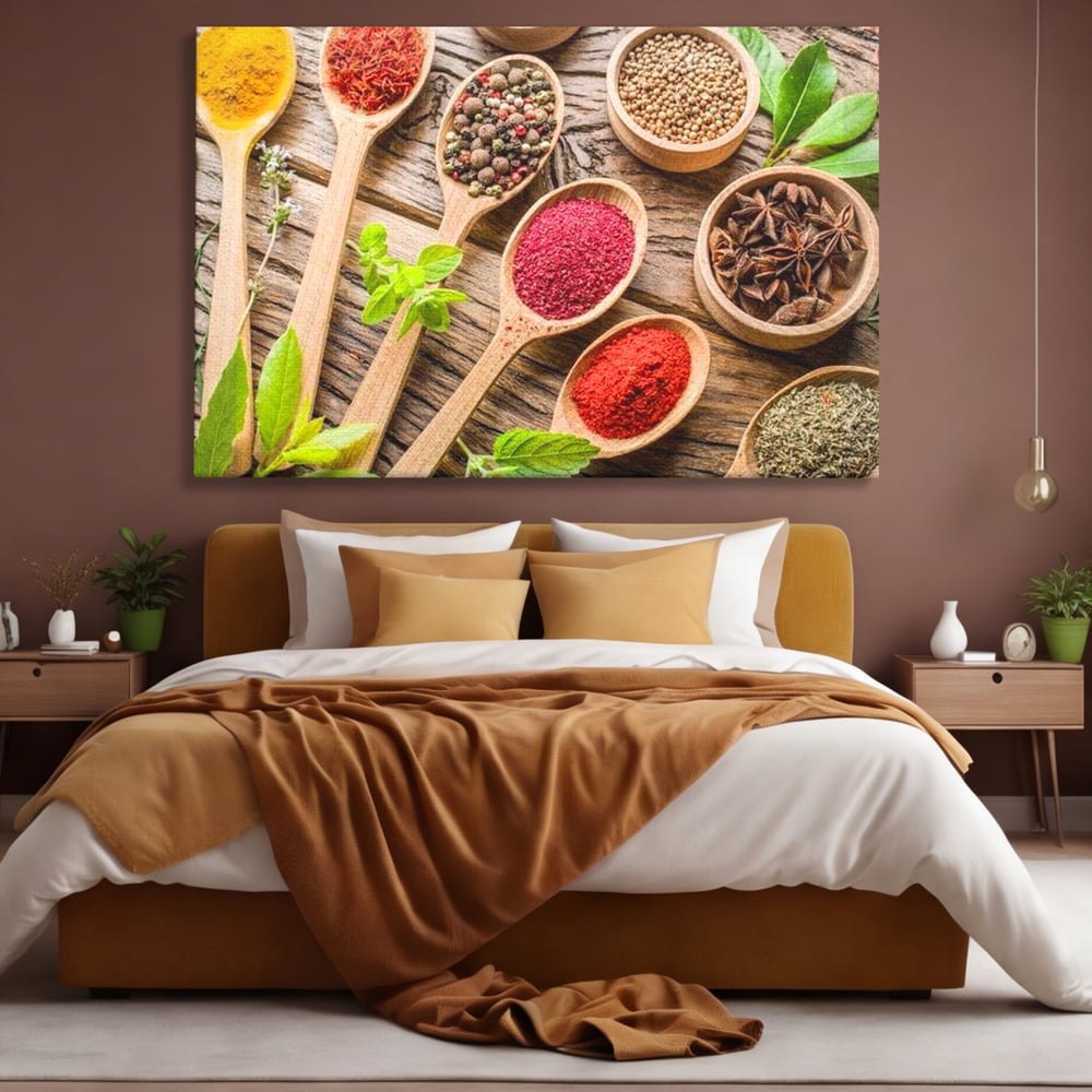 Tablou Canvas Premium, LuxCanva® N1025, Esente Orientale, Condimente, Plante Aromatice, Mirodenii, Ingrediente, Natural, Gust, Aroma, Boabe, Gastronomie, Restaurant, Bucatarie