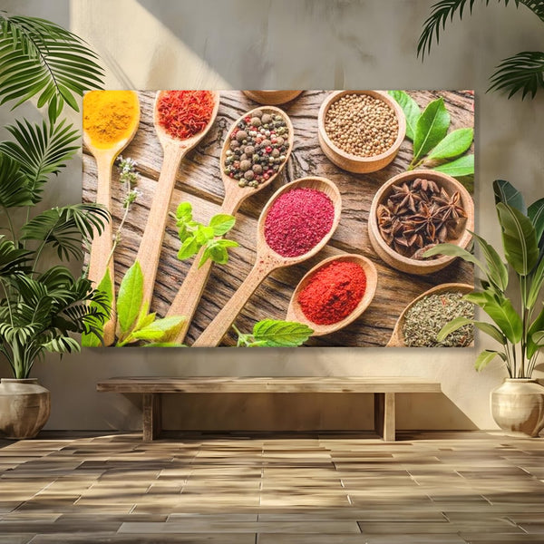 Tablou Canvas Premium, LuxCanva® N1025, Esente Orientale, Condimente, Plante Aromatice, Mirodenii, Ingrediente, Natural, Gust, Aroma, Boabe, Gastronomie, Restaurant, Bucatarie