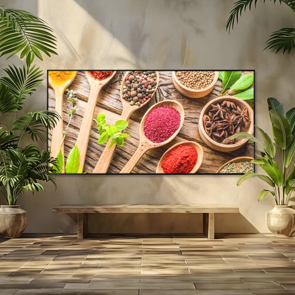 Tablou Canvas Premium, LuxCanva® N1025, Esente Orientale, Condimente, Plante Aromatice, Mirodenii, Ingrediente, Natural, Gust, Aroma, Boabe, Gastronomie, Restaurant, Bucatarie