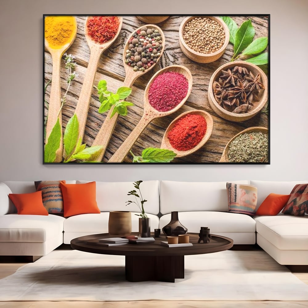 Tablou Canvas Premium, LuxCanva® N1025, Esente Orientale, Condimente, Plante Aromatice, Mirodenii, Ingrediente, Natural, Gust, Aroma, Boabe, Gastronomie, Restaurant, Bucatarie