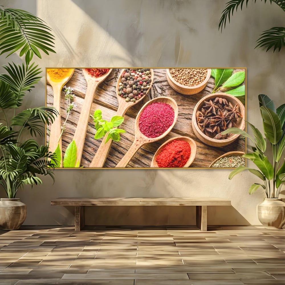 Tablou Canvas Premium, LuxCanva® N1025, Esente Orientale, Condimente, Plante Aromatice, Mirodenii, Ingrediente, Natural, Gust, Aroma, Boabe, Gastronomie, Restaurant, Bucatarie