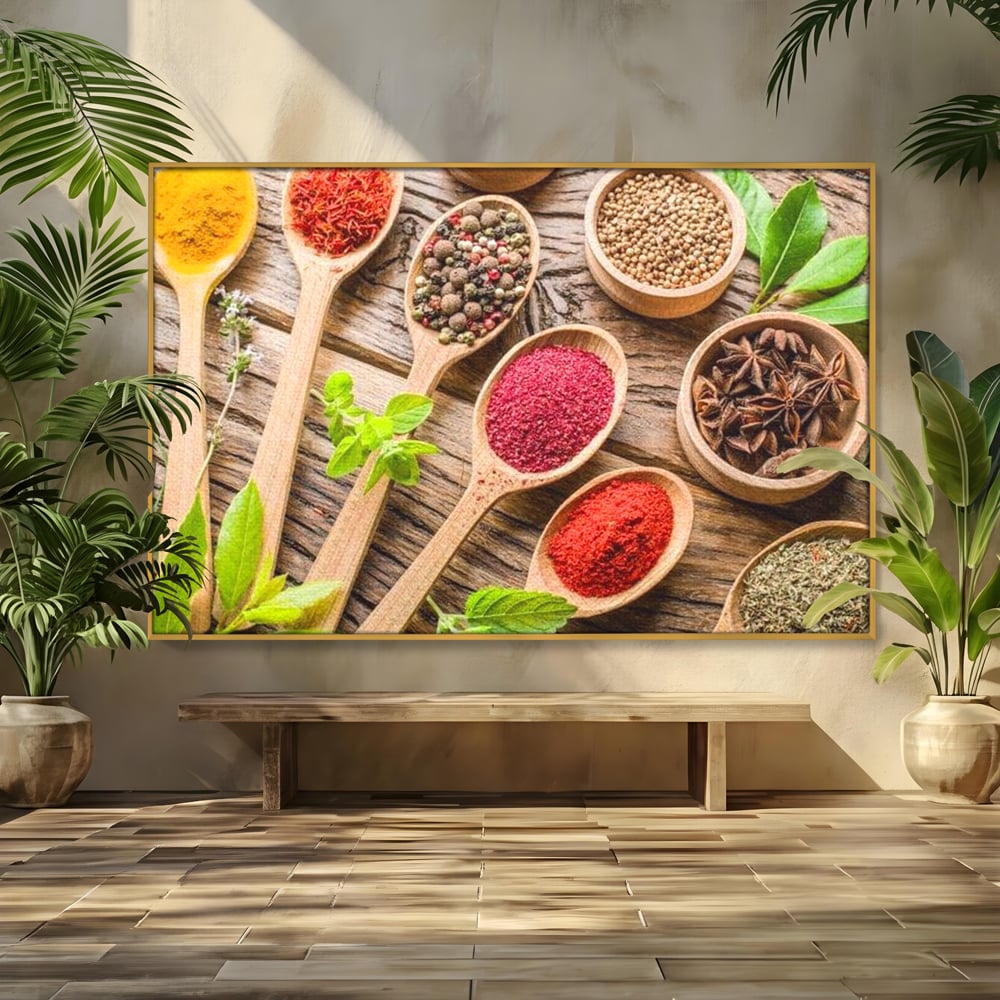 Tablou Canvas Premium, LuxCanva® N1025, Esente Orientale, Condimente, Plante Aromatice, Mirodenii, Ingrediente, Natural, Gust, Aroma, Boabe, Gastronomie, Restaurant, Bucatarie