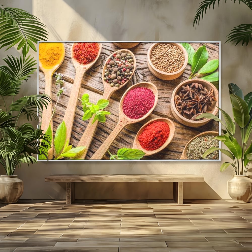 Tablou Canvas Premium, LuxCanva® N1025, Esente Orientale, Condimente, Plante Aromatice, Mirodenii, Ingrediente, Natural, Gust, Aroma, Boabe, Gastronomie, Restaurant, Bucatarie