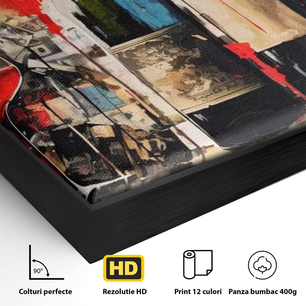 Tablou Canvas Premium, LuxCanva® N1028, Povesti la Sticla, Vin Rosu, Pahare, Sticle, Bautura, Graffiti, Modern, Urban, Pictura, Abstract, Poveste, Pub, Lounge, Bar, Restaurant, Bucatarie