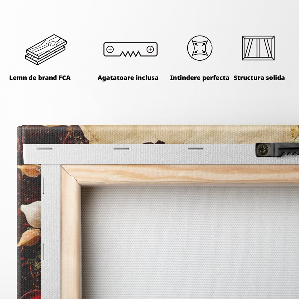 Tablou Canvas Premium, LuxCanva® N1029, Geografia Gustului, Harta Lumii, Condimente, Mirodenii, Gust, Aroma, Ingrediente, Continente, Retete, Natural, Oriental, Restaurant, Bucatarie