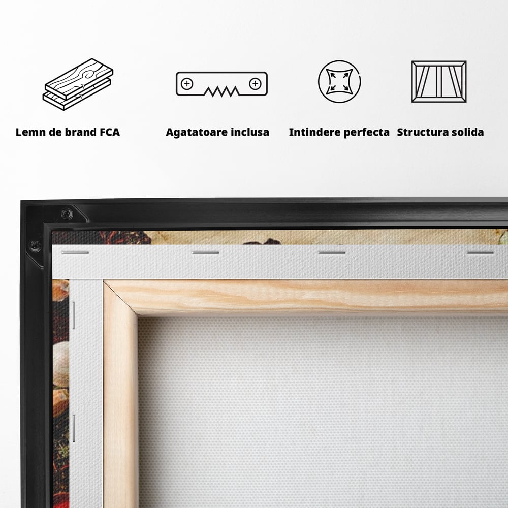 Tablou Canvas Premium, LuxCanva® N1029, Geografia Gustului, Harta Lumii, Condimente, Mirodenii, Gust, Aroma, Ingrediente, Continente, Retete, Natural, Oriental, Restaurant, Bucatarie