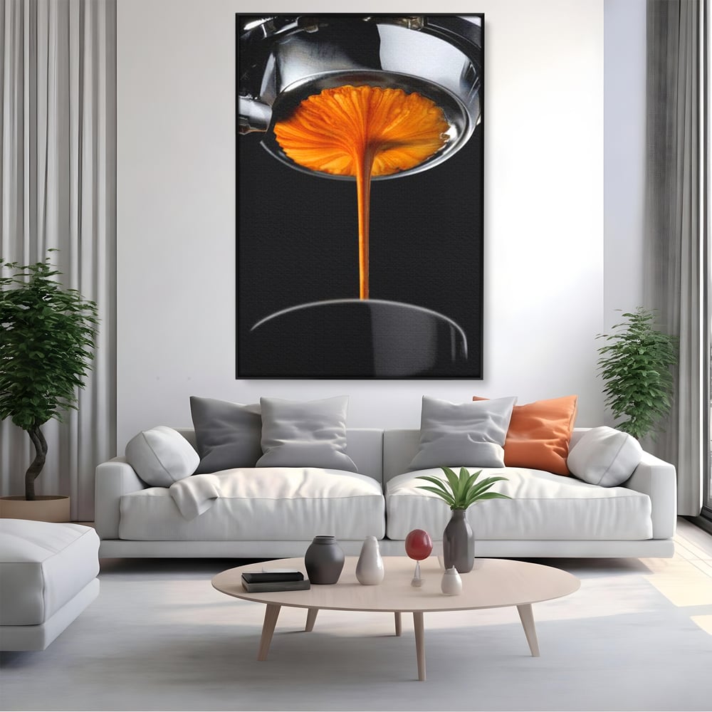 Tablou Canvas Premium, LuxCanva® N1030, Magia Espresso, Cafea, Barista, Prospetime, Aroma, Crema, Gust, Energie, Dimineata, Aparat, Rasfat, Pub, Bar, Lounge, Restaurant, Bucatarie