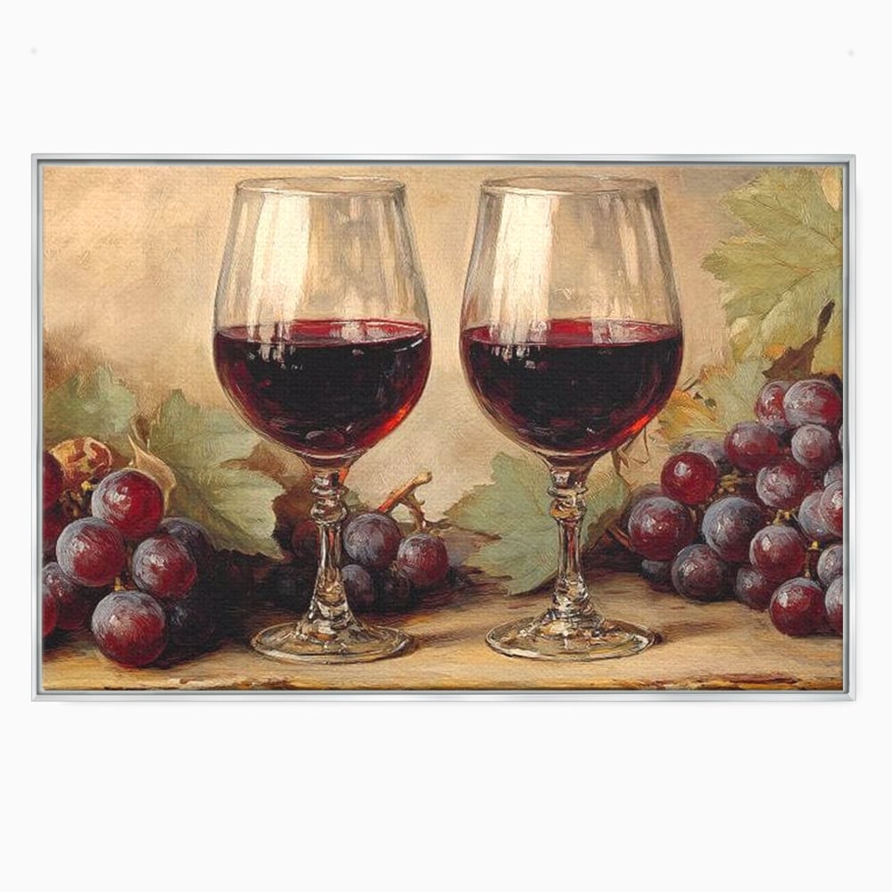 Tablou Canvas Premium, LuxCanva® N1031, Ecouri din Vie, Vin Rosu, Struguri, Bautura, Fructe, Pahare, Frunze, Vie, Savoare, Degustare, Rustic, Pub, Bar, Restaurant, Bucatarie