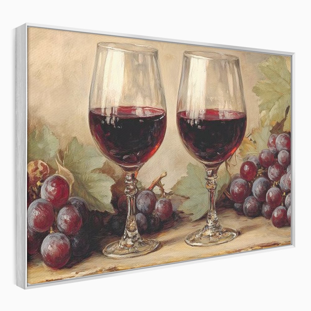 Tablou Canvas Premium, LuxCanva® N1031, Ecouri din Vie, Vin Rosu, Struguri, Bautura, Fructe, Pahare, Frunze, Vie, Savoare, Degustare, Rustic, Pub, Bar, Restaurant, Bucatarie