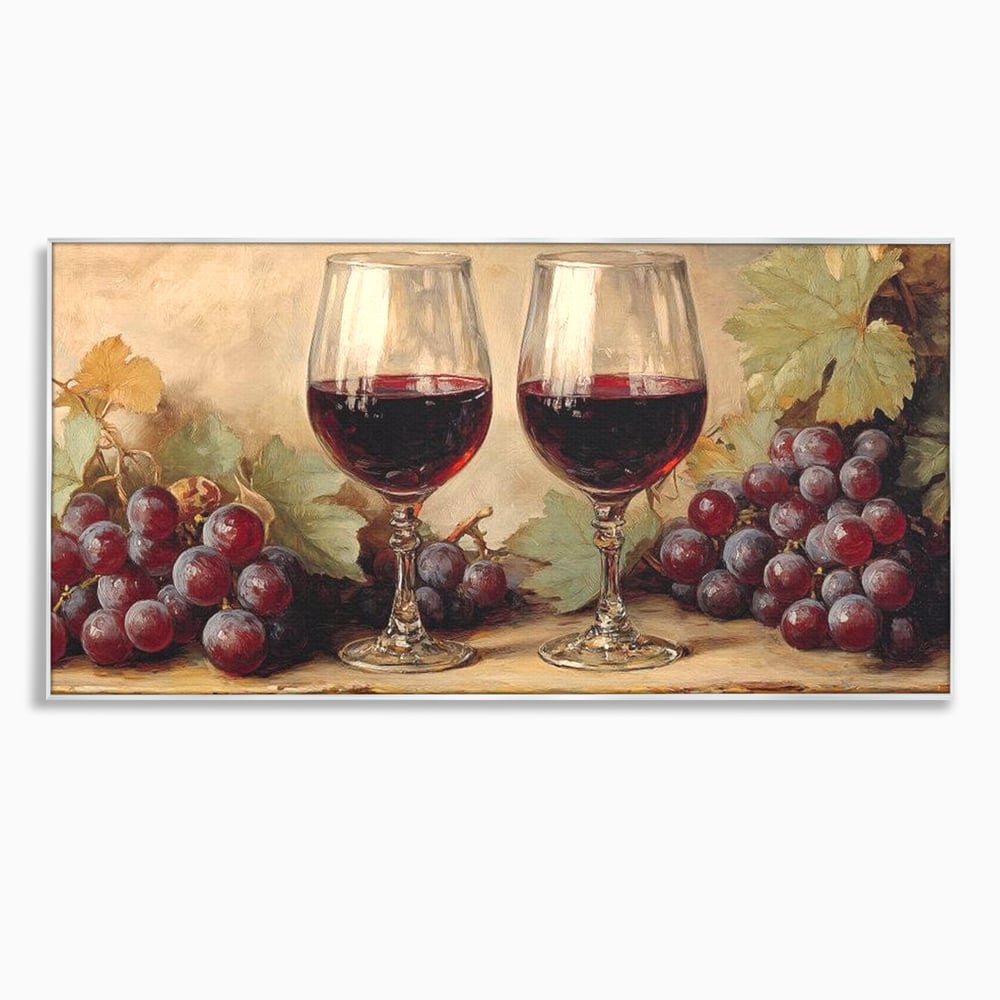 Tablou Canvas Premium, LuxCanva® N1031, Ecouri din Vie, Vin Rosu, Struguri, Bautura, Fructe, Pahare, Frunze, Vie, Savoare, Degustare, Rustic, Pub, Bar, Restaurant, Bucatarie