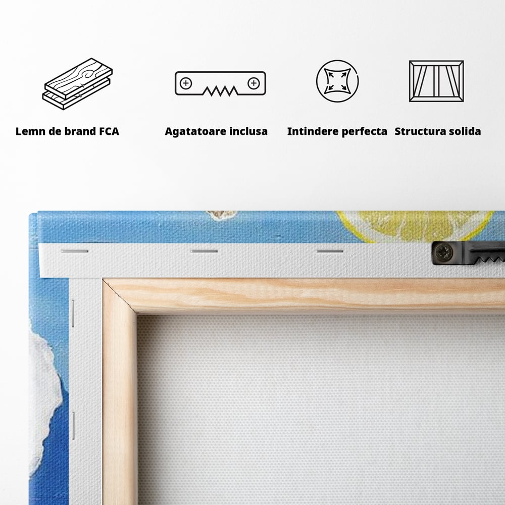 Tablou Canvas Premium, LuxCanva® N1033, Gustul Oceanului, Scoici, Stridii, Lamaie, Mare, Mediteranean, Aperitiv, Mancare, Deliciu, Gourmet, Rafinament, Restaurant, Bucatarie