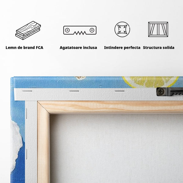 Tablou Canvas Premium, LuxCanva® N1033, Gustul Oceanului, Scoici, Stridii, Lamaie, Mare, Mediteranean, Aperitiv, Mancare, Deliciu, Gourmet, Rafinament, Restaurant, Bucatarie