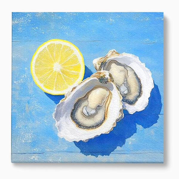 Tablou Canvas Premium, LuxCanva® N1033, Gustul Oceanului, Scoici, Stridii, Lamaie, Mare, Mediteranean, Aperitiv, Mancare, Deliciu, Gourmet, Rafinament, Restaurant, Bucatarie