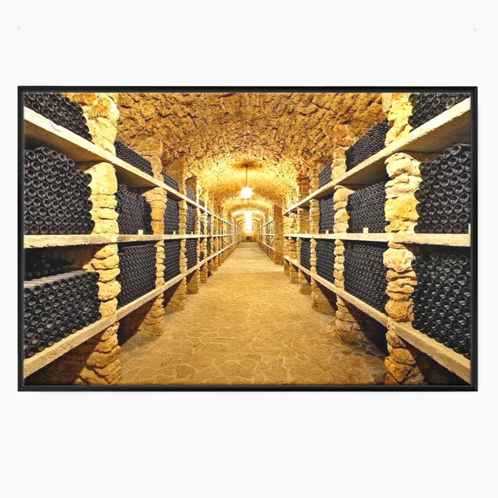 Leinwand Premium Canvas Wall Art, LuxCanva® N1035, Geschmacksarchiv, Weinarchiv, Weinkeller, Wein, Flaschen, trinken, Tunnel, Keller, unterirdisch, traditionell, Verkostung, Kneipe, Bar, Restaurant, Küche
