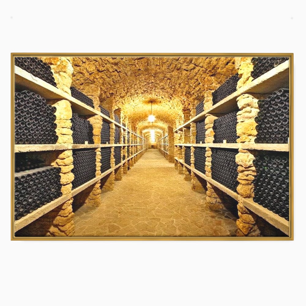 Leinwand Premium Canvas Wall Art, LuxCanva® N1035, Geschmacksarchiv, Weinarchiv, Weinkeller, Wein, Flaschen, trinken, Tunnel, Keller, unterirdisch, traditionell, Verkostung, Kneipe, Bar, Restaurant, Küche