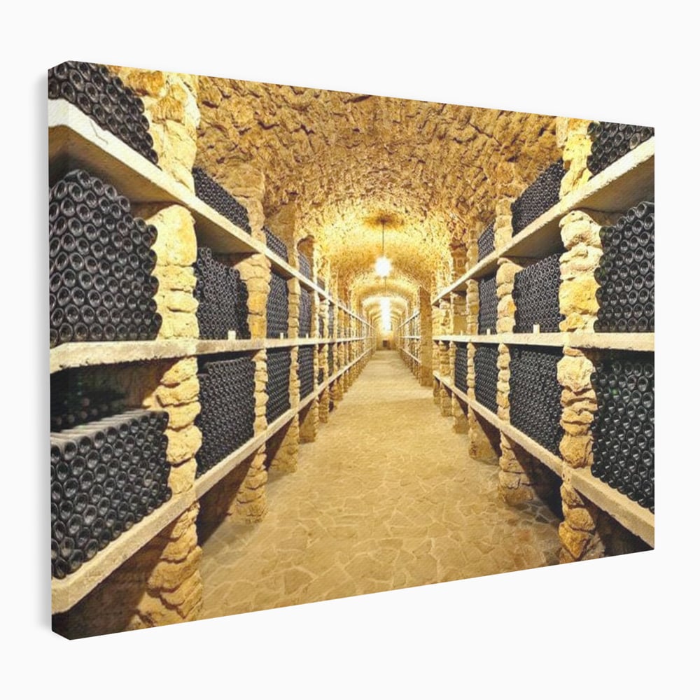 Leinwand Premium Canvas Wall Art, LuxCanva® N1035, Geschmacksarchiv, Weinarchiv, Weinkeller, Wein, Flaschen, trinken, Tunnel, Keller, unterirdisch, traditionell, Verkostung, Kneipe, Bar, Restaurant, Küche