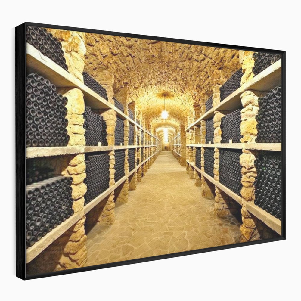 Leinwand Premium Canvas Wall Art, LuxCanva® N1035, Geschmacksarchiv, Weinarchiv, Weinkeller, Wein, Flaschen, trinken, Tunnel, Keller, unterirdisch, traditionell, Verkostung, Kneipe, Bar, Restaurant, Küche