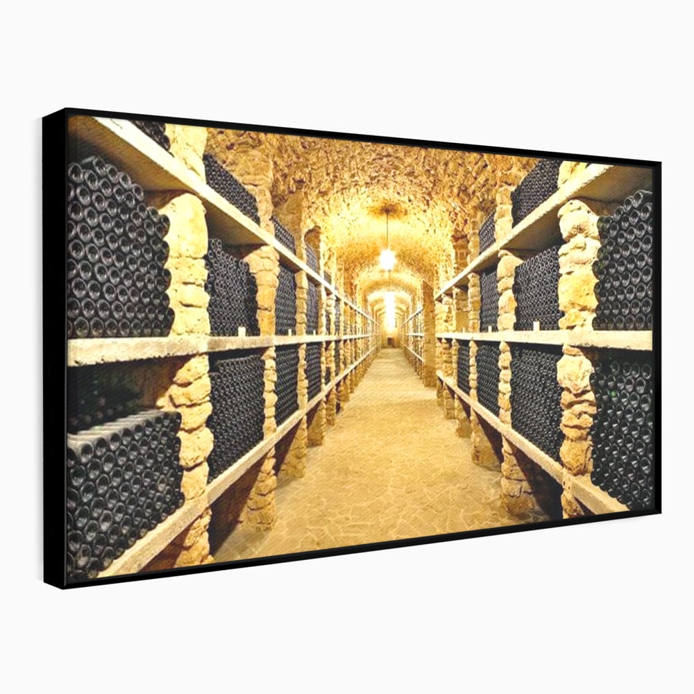 Leinwand Premium Canvas Wall Art, LuxCanva® N1035, Geschmacksarchiv, Weinarchiv, Weinkeller, Wein, Flaschen, trinken, Tunnel, Keller, unterirdisch, traditionell, Verkostung, Kneipe, Bar, Restaurant, Küche