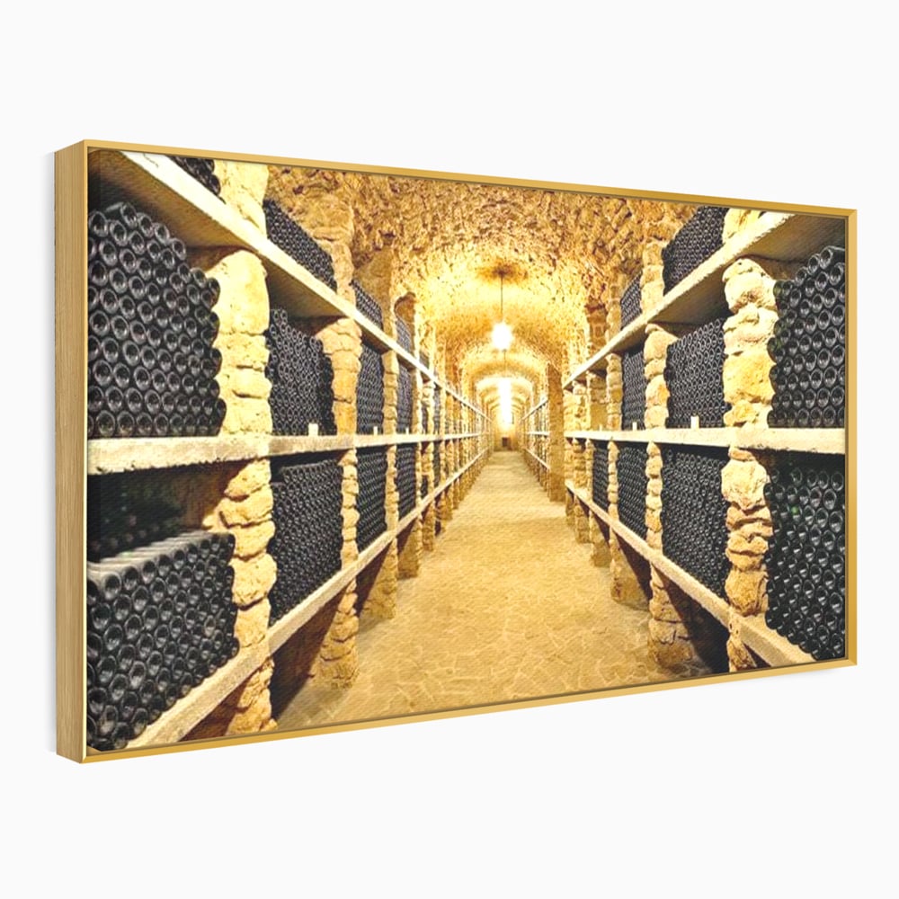 Leinwand Premium Canvas Wall Art, LuxCanva® N1035, Geschmacksarchiv, Weinarchiv, Weinkeller, Wein, Flaschen, trinken, Tunnel, Keller, unterirdisch, traditionell, Verkostung, Kneipe, Bar, Restaurant, Küche