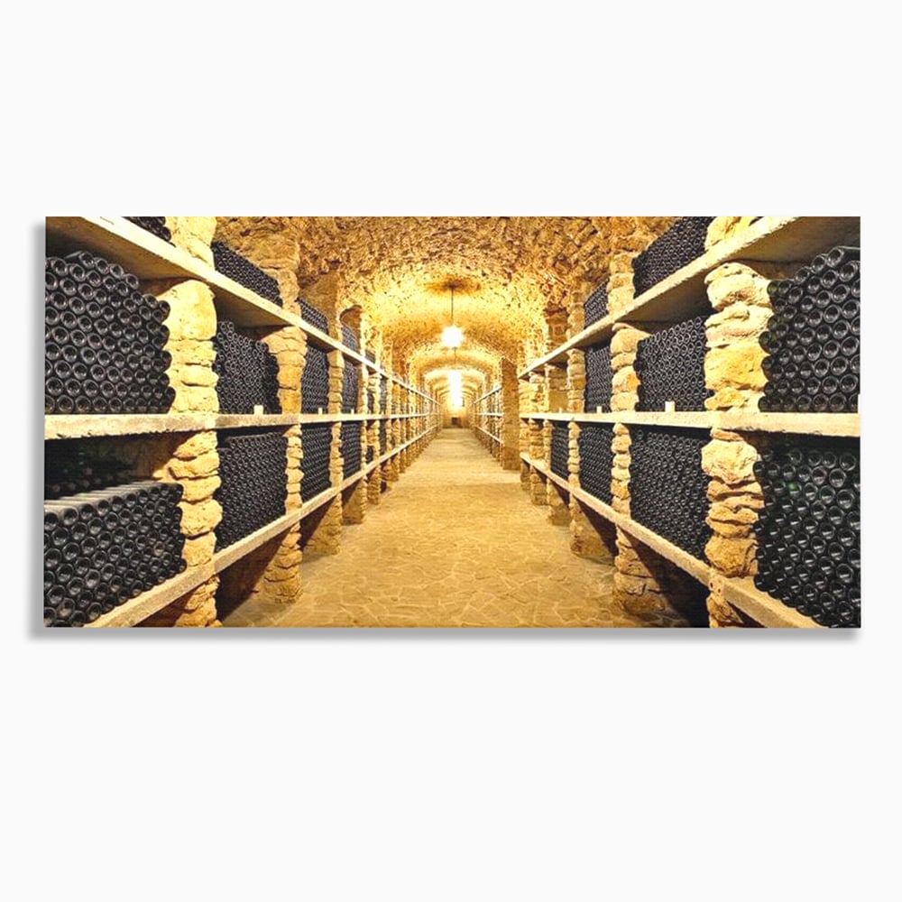 Leinwand Premium Canvas Wall Art, LuxCanva® N1035, Geschmacksarchiv, Weinarchiv, Weinkeller, Wein, Flaschen, trinken, Tunnel, Keller, unterirdisch, traditionell, Verkostung, Kneipe, Bar, Restaurant, Küche