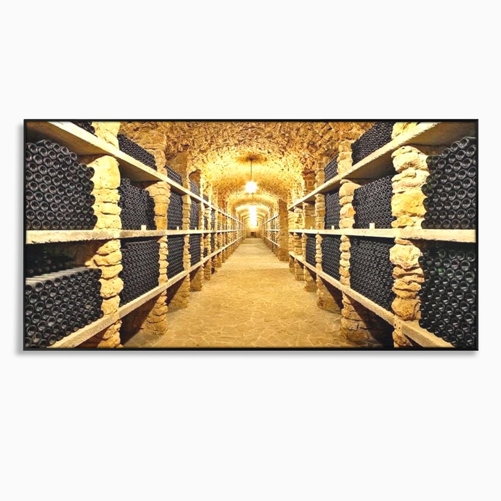 Leinwand Premium Canvas Wall Art, LuxCanva® N1035, Geschmacksarchiv, Weinarchiv, Weinkeller, Wein, Flaschen, trinken, Tunnel, Keller, unterirdisch, traditionell, Verkostung, Kneipe, Bar, Restaurant, Küche