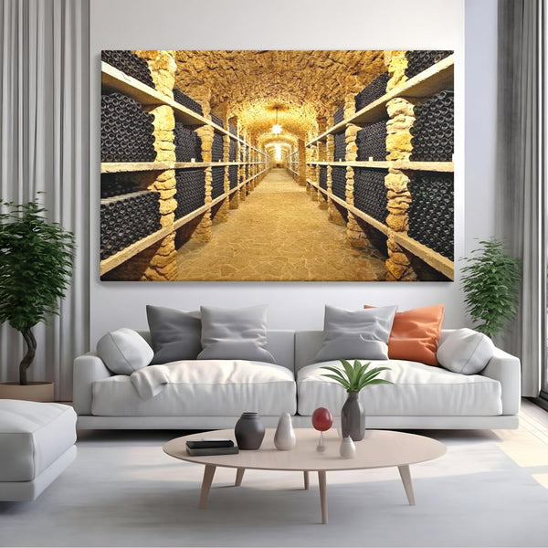 Leinwand Premium Canvas Wall Art, LuxCanva® N1035, Geschmacksarchiv, Weinarchiv, Weinkeller, Wein, Flaschen, trinken, Tunnel, Keller, unterirdisch, traditionell, Verkostung, Kneipe, Bar, Restaurant, Küche