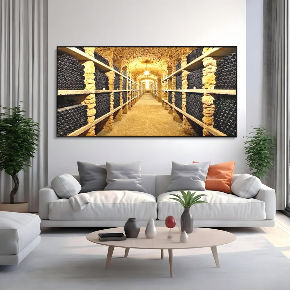 Leinwand Premium Canvas Wall Art, LuxCanva® N1035, Geschmacksarchiv, Weinarchiv, Weinkeller, Wein, Flaschen, trinken, Tunnel, Keller, unterirdisch, traditionell, Verkostung, Kneipe, Bar, Restaurant, Küche
