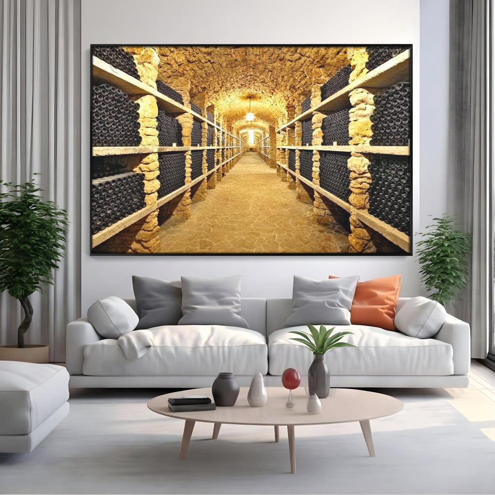 Leinwand Premium Canvas Wall Art, LuxCanva® N1035, Geschmacksarchiv, Weinarchiv, Weinkeller, Wein, Flaschen, trinken, Tunnel, Keller, unterirdisch, traditionell, Verkostung, Kneipe, Bar, Restaurant, Küche