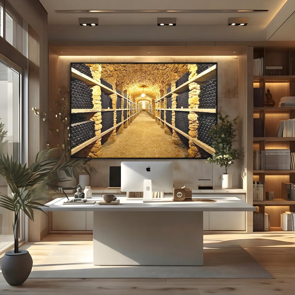 Leinwand Premium Canvas Wall Art, LuxCanva® N1035, Geschmacksarchiv, Weinarchiv, Weinkeller, Wein, Flaschen, trinken, Tunnel, Keller, unterirdisch, traditionell, Verkostung, Kneipe, Bar, Restaurant, Küche