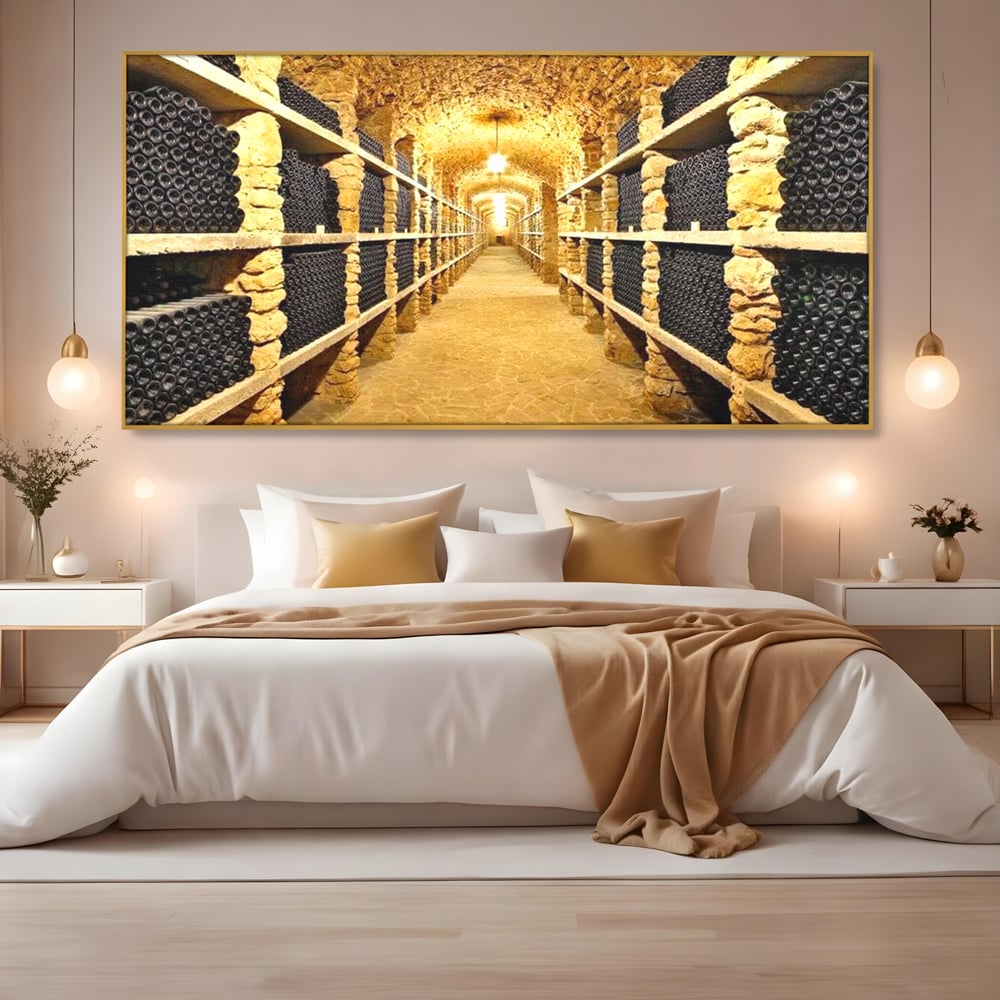 Leinwand Premium Canvas Wall Art, LuxCanva® N1035, Geschmacksarchiv, Weinarchiv, Weinkeller, Wein, Flaschen, trinken, Tunnel, Keller, unterirdisch, traditionell, Verkostung, Kneipe, Bar, Restaurant, Küche