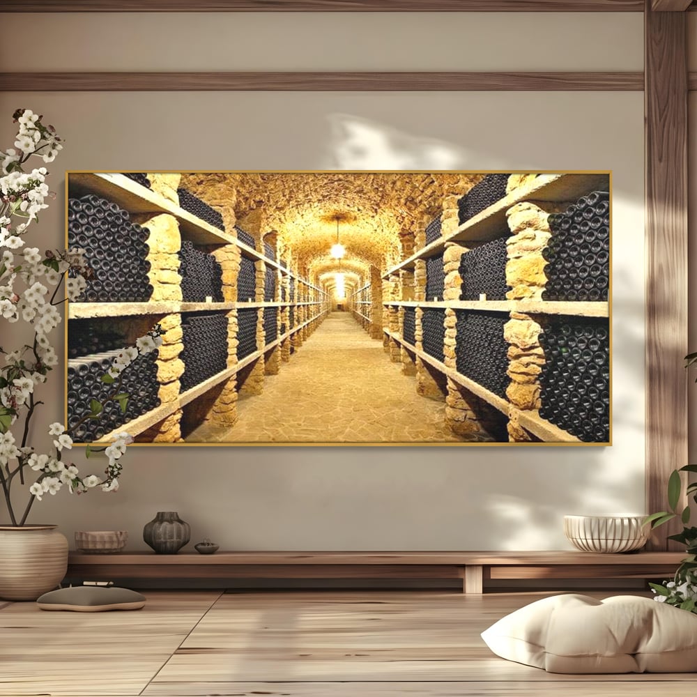 Leinwand Premium Canvas Wall Art, LuxCanva® N1035, Geschmacksarchiv, Weinarchiv, Weinkeller, Wein, Flaschen, trinken, Tunnel, Keller, unterirdisch, traditionell, Verkostung, Kneipe, Bar, Restaurant, Küche