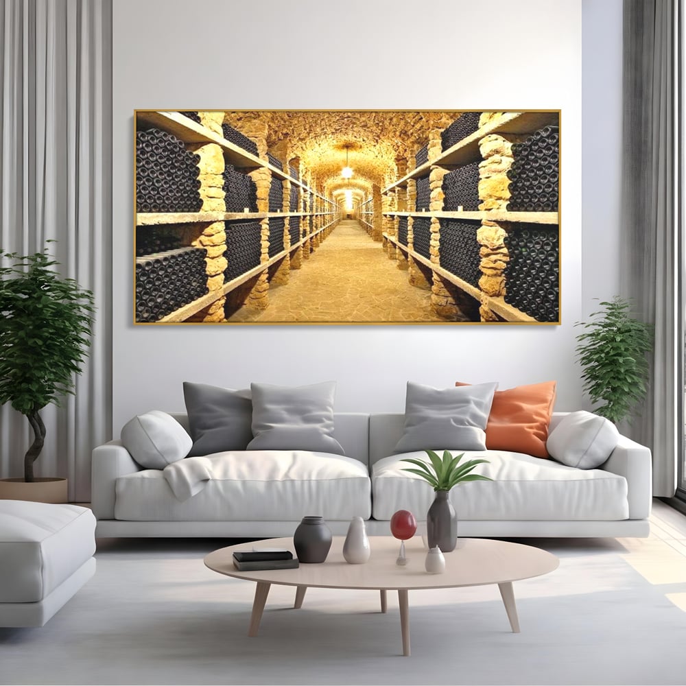 Leinwand Premium Canvas Wall Art, LuxCanva® N1035, Geschmacksarchiv, Weinarchiv, Weinkeller, Wein, Flaschen, trinken, Tunnel, Keller, unterirdisch, traditionell, Verkostung, Kneipe, Bar, Restaurant, Küche
