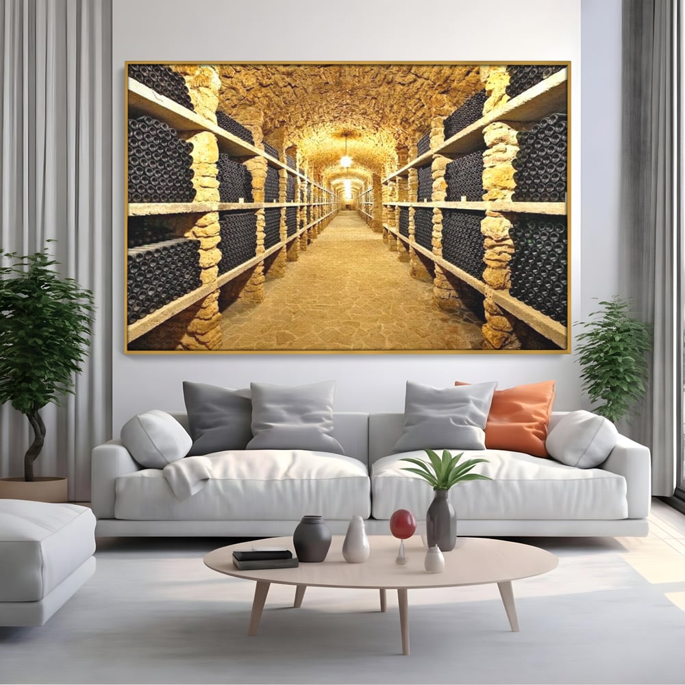 Leinwand Premium Canvas Wall Art, LuxCanva® N1035, Geschmacksarchiv, Weinarchiv, Weinkeller, Wein, Flaschen, trinken, Tunnel, Keller, unterirdisch, traditionell, Verkostung, Kneipe, Bar, Restaurant, Küche